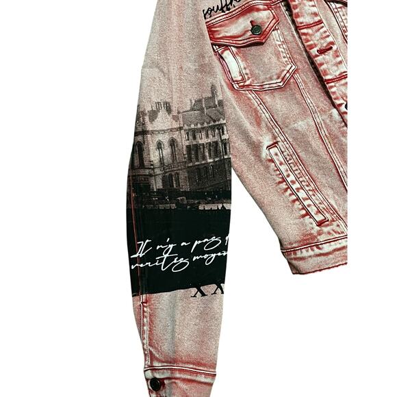 Si tu veux red men’s jeans jacket medium - Picture 2 of 5